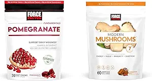 [BRSRAY33A54GEEL5] Force Factor Pomegranate Soft Chews for Healthy Aging, Heart Health, Bone Health, Brain Health, 30 Soft Chews Modern Mushrooms Soft Chews, Mushroom Supplement, Cinnamon Roll, 60 Soft Chews
