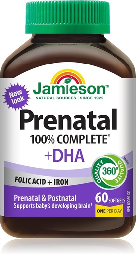 [BRSWK2YEO4PG2ADU] Jamieson PRENATAL DHA Supplement 60 Softgels ile Çokvitamin Tamamladı