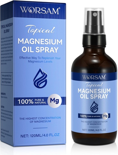 [BRSRA234DIIWEH34] Magnesium Oil for Feet (4 fl oz), Magnesium Spray, 100% Pure & Organic Natural Magnesium Chloride Oil Glass Bottle, Topical Magnesium Spray Oil for Feet, Easy to Use 120ml