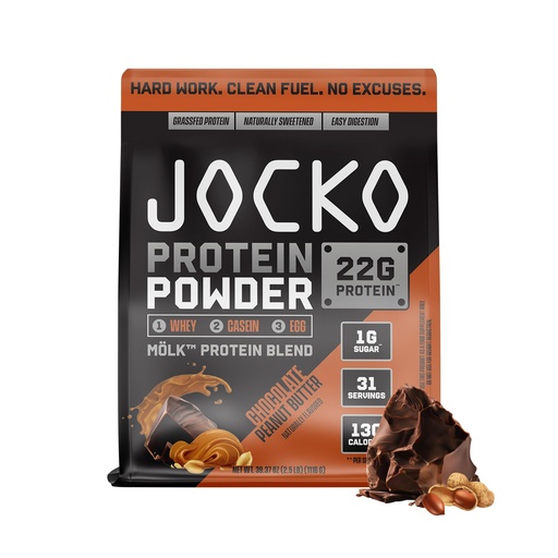 [BRSROGTYCB6RMGYY] Jocko Fuel Mölk Whey Protein Powder 22g Low Sugar Monk Fruit Blend - Muscle Recovery & Growth, Packaging May Vary (25 Servings, Chocolate Peanut Butter)