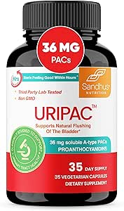 [BRSROEL2CAMQ2D36] Sandhu's Uripac 36mg PACs clinically Proven 35 Capsules with 9X High Strength Cranberry Extract | Supports UTI Avoidance, Kidney Cleanse Detox and Repair| All Natural and Sugar Free Pills for Women