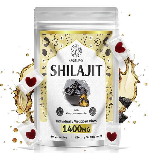 [BRSRA2YNBMOQED3J] 1400 MG Shilajit Gummies, Shilajit Pure Himalayan Organic Gummies with Ashwagandha, Himalayan shilajit for Men, 85+ Trace Minerals & Fulvic Acid, Individually Wrapped, Sugar-Free, 60 Gummies