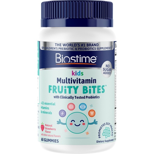 [BRSRAGQQOAFAA3T4] Biostime Kids Multivitamin Gummies with Probiotics & 11 Essential Vitamins (Ages 4+) | Multivitamin for Kids | No Added Sugar Fruity Bites | Free from Top 9 Allergens | 50 Count