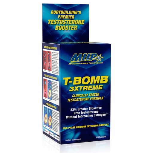 [BRSWIB3YPMPGY2T6] MHP T-Bomb 3xtreme Clinically Tested, Testosterone Booster for Men, Increase Libido, 168 Count