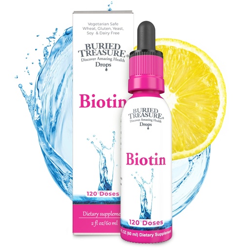 [BRSRMFAPCNYROCQU] Buried Treasure Biotin Drops - 120 Servings, 2 oz, Supports Hair, Skin & Nails