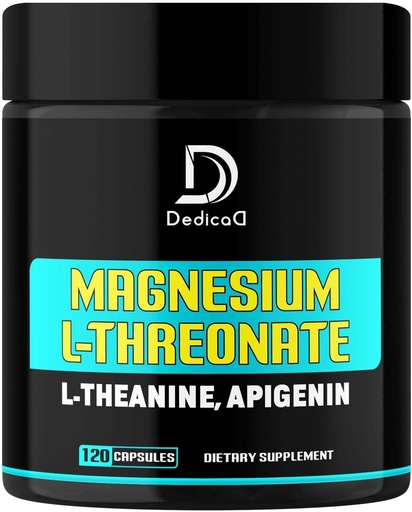 [BRSROFQOBAMB6FLP] 2250MG Magnesium L-Threonate w. L-Theanine & Apigenin - 120 Capsules - Triple Magnesium Complex Supplement