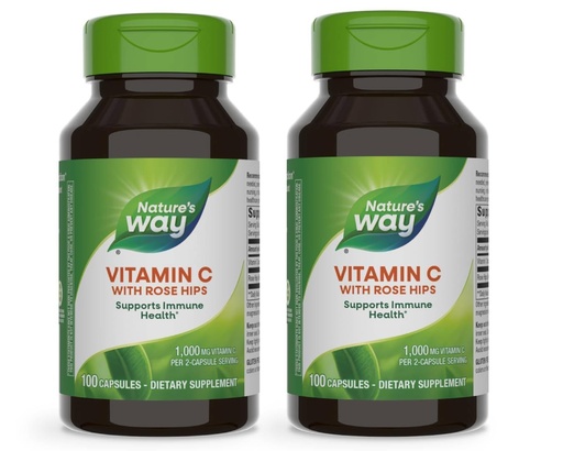 [BRSWYFT5BYDR4DQ7] Nature's Way Vitamin C with Rose Hips - Powerful Antioxidant & Immune Function Support* - Collagen for Healthy Skin* - 1,000mg Vitamin C - 100 Count (50 Servings, 2-Pack)