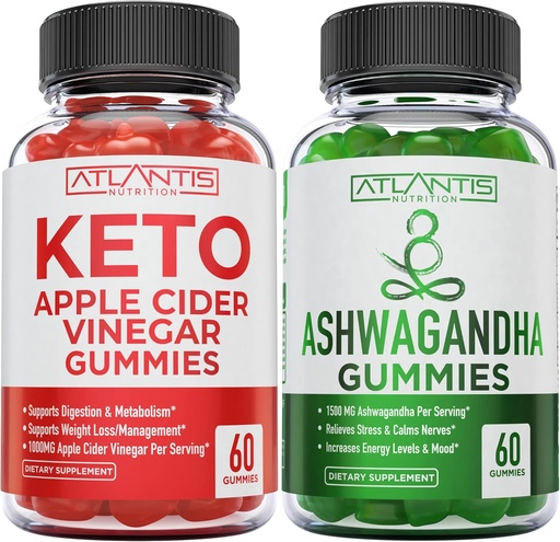 [BRSRMALRBUAQAAY2] 60 Keto Apple Cider Vinegar Gummies perda de peso avanzado + 60 Ashwagandha Gummies - 1500MG Ashwagandha por servizo