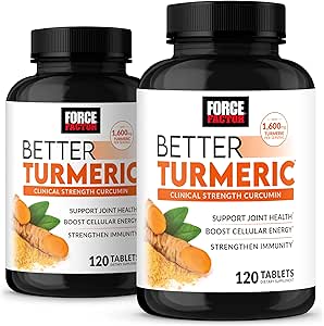 [BRSW2C33PIGQAYIV] FORCE FACTOR Better Turmeric 2-Pack Joint Support Supplement Featuring HydroCurc Turmeric Curcumin with Black Pepper, Clinical Strength Joint Support, 240 Tablets, White Packaging
