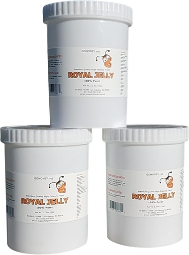 [BRSRMCQOC4MAMF3D] Royal Jelly Organic - Nefiltruotas Royal Želė energijos papildas vyrams ir moterims - Imuninė parama priedas su Retinol, Vitaminas B, Biotinas, Niacinas, - 3x2.2 Lbs, Plastic Jar