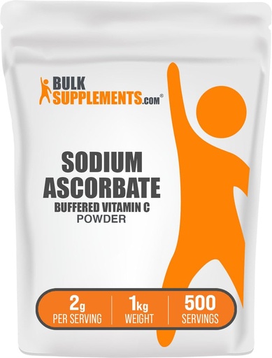 [BRSWKEIACB6BMD3C] BulkSupplements.com Sodium Ascorbate Powder - for Immune Support, Sodium Ascorbate Vitamin C - Buffered Vitamin C, Gluten Free, 2g per Serving, 1kg (2.2 lbs) (Pack of 1)