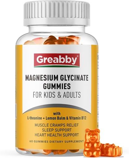 [BRSRMAL3OIPW2CL6] Magnesium Glycinate Gummies for Kids &amp; Adults - Magnesium Glycinate 300mg Chewable Supplement - Promotes Sleep, Muscle, Relaxation (60Count)