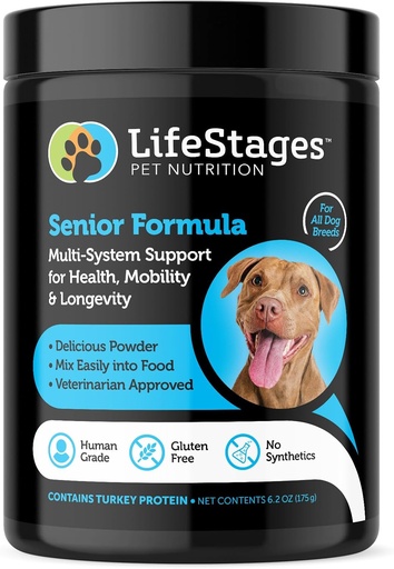 [BRSWGBTRDEBGCFDO] Stage 3: Senior Dog Formula for Hip & Joint Support, Cognitive Health, & Healthy Skin & Coat - Natural Ingredients - Fish Oil, Flax Seed, Turmeric & Probiotics, Vet Approved