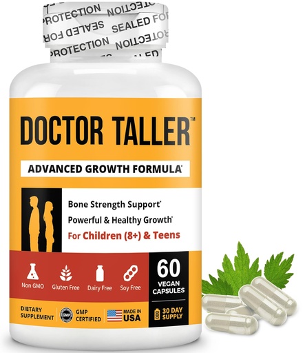 [BRSWY2YCOYCB42TO] NuBest Doctor Taller - Bone Strength Supports, Enhance Immune System - Keto with Calcium, Vitamin D3, Vitamin K2, Amino Acids & Herbs for Children (8+) - 60 Vegan Capsules | 1 Month Supply
