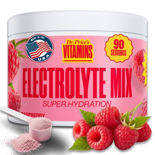 [BRSWGBQNBV6WYDYZ] Dr. Price’s Electrolytes Powder Bulk – Raspberry, 90 Servings | Sugar Free Hydration Drink Mix with 72+ Trace Minerals, Manganese | Keto Electrolytes | Vegan, Doctor-Formulated, Made in USA
