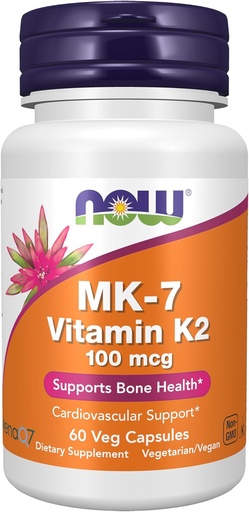 [BRSWIZQYA56QIEL4] KNOW Foods Suplemen, MK-7 Vitamin K-2 100 mcg, Dukungan Kardiovaskular *, Dukungan Bone Health *, 60 Veg Capsules