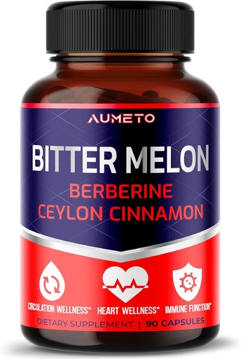 [BRSRO2YYB54GOAL4] Bitter Melon Capsules - Enhanced with Berberine Ceylon Cinnamon for Circulation Wellness and Immune Function (90 Count (Pack of 1))