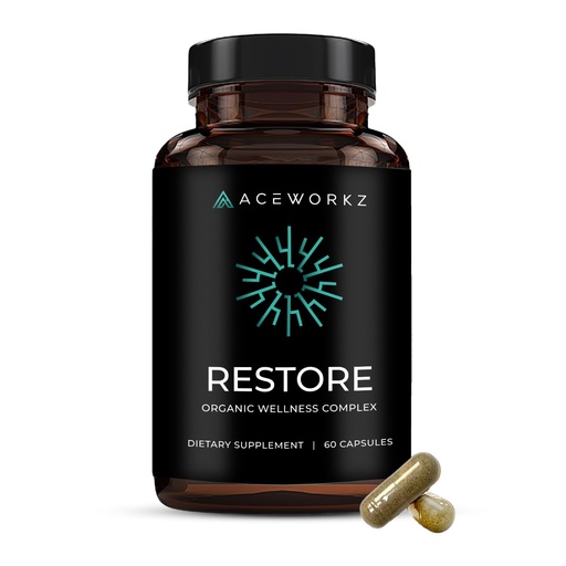 [BRSW2YYEAQPB6DIV] ACEWORKZ Restore - Sea Moss Complex Supplement – 12,000mg Organic Herbal Formula for Gut, Immune & Stress Support – with Ashwagandha, Black Seed Oil & BioPerine® for Enhanced Absorption (60 Capsules)