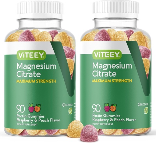 [BRSRMZI7DMPGOYA6] VITEEY Magnesium Gummies for Adults - 255mg of Magnesium Citrate Gummy for Calm, Sleep, Nerve & Muscle Function Support - Vegan, Gluten Free - 180 Count