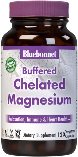 [BRSWIYA5CZ6GYCDM] Bluebonnet Nutrition Albion Buffered Chelated Magnesium 200 mg, oxid hořečnatý, reliéf, Vegan, Non GMO, gluten Free, Soy Free, Mléko zdarma, Kosher, 120 Zeleninové kapsle, 2 měsíce Dodávka