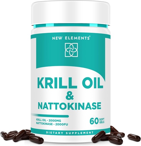 [BRSRA237BAPGKETV] Nattokinase Supplement 4000 FU Organic with Antarctic Krill Oil Omega 3 Softgels 2000mg | DHA | EPA | Nattokinase Derived from Japanese Natto | Cardiovascular & Heart Health Support | 60 Softgels