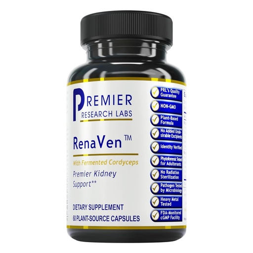 [BRSWIZQMBMMWE3I5] Premier Research Labs RenaVen - Premier Kidney Support for Kidney Cleanse Detox and Repair | Improve Kidney Function and Urinary Support with Fermented Cordyceps - 60 Plant-Source Capsules