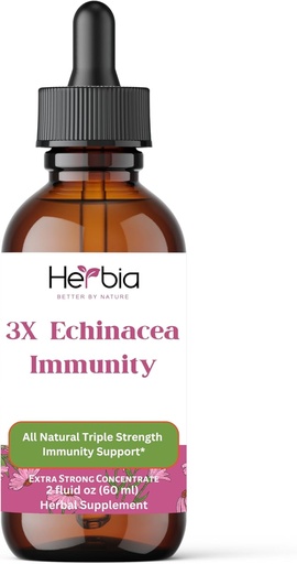 [BRSROFL6CUCWAAYY] 3X Echinacea Immunity Extra Strong Concentrated Organic Echinacea Blend with Angustifolia and Purpurea Root, Herb, and Flower for Immune Support, Liquid Alcohol Extract, 2 Fluid oz (60ml)
