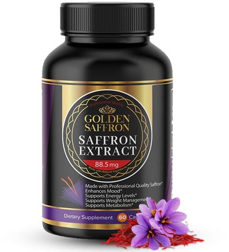 [BRSWGAL7PIFQOFY7] GOLDEN SAFFRON Saffron Extract Capsules - Premium Saffron Supplements - 88.50 mg Pure Saffron Pills - Mood Support - Eye Support - Emotional Balance, Focus & Eye Health Made in The USA - 60 Capsules