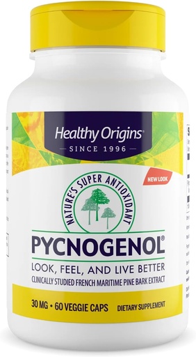 [BRSWIEIFDIDRK2AZ] Healthy Origins Pycnogenol 30 mg (Nature's Super Antioxidant, Non-GMO, Gluten Free, Cardiovascular Support), 60 Veggie Caps
