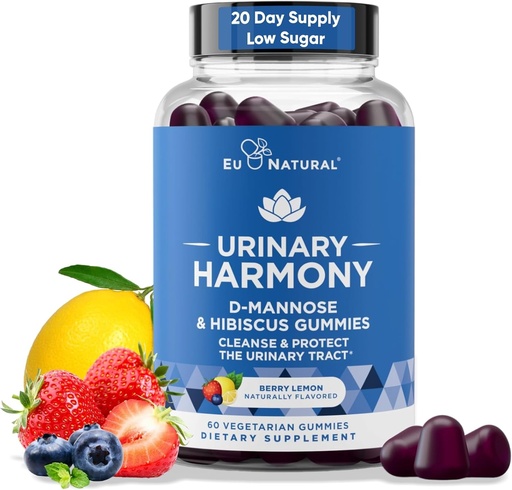 [BRSROGQ5CEMRGFDP] Urinary Harmony D Mannose Gummies for Urinary Tract Health – D-Mannose & Hibiscus Cleanse, Flush & Protect the Urinary System – Potent Formula, Drug Free – 60 Berry Lemon Flavor Gummies, 20 Day Supply