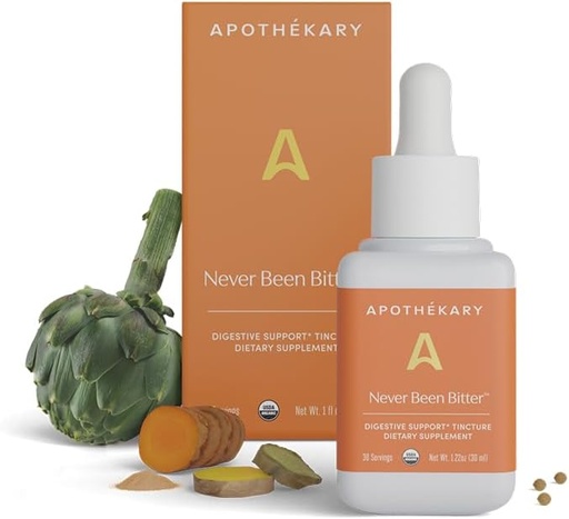 [BRSROGI2BZ5RM3DG] Apothékary Never Been Bitter, Herbal Bitters Herbal Liquid Drops, Bloat & Gut Support, Digestion, Sugar Free, Gluten Free, Vegan, 30 Servings - 1.22oz