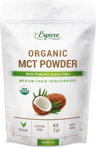 [BRSRAY34B4IAEG3B] Organic MCT Powder - USDA Certiifed Organic; with Prebiotic Acacia Fiber; 4 oz