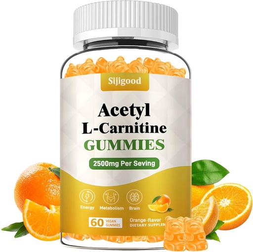 [BRSRAGQHAF5WOELO] Acetyl L-Carnitine Supplement, Natural Nutrition Supplement for Boost Energy, Immunity, Vegan, Orange Flavor, 60 Count