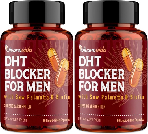 [BRSRAFL4CB6WK3DF] DHT Blocker for Men | Hair Growth Supplement with Saw Palmetto & Biotin - Hair Growth Vitamins - Hair Regrowth - Natural Hair Loss Supplements Liquid-Filled - Proprietary Herbal Blends (180 Capsules)