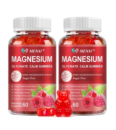 [BRSROZIYOIPQADTO] Magnesium Gummies 600mg per Serving-Magnesium Glycinate 400mg and Magnesium Malate 200mg,Sugar Free Magnesium Potassium Supplement for Calm Mood, Muscle, Bone & Energy Support,120 Raspberry Gummies
