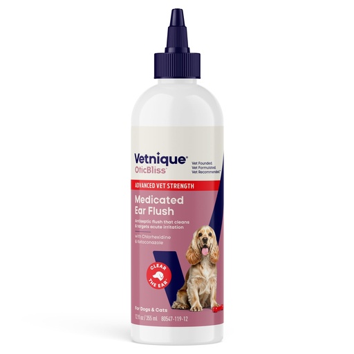 [BRSROFQDOICR6C3B] Vetnique Oticbliss Advanced Strength Dog Ear Infection Treatment Flush, Antiseptic Cat & Dog Ear Cleaner Solution Medicated with Chlorhexidine & Ketoconazole Helps with Ear Yeast (12oz Flush)