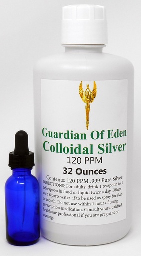 [BRSWG23QDMHBGH36] Lab Tested Certified 120ppm Concentrated Pure Colloidal Silver by GOE (1 Quart) with Free Dropper Bottle. Lab Report documented.
