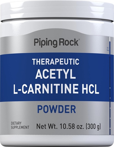 [BRSROEIPAEDRAYD5] Piping Rock Acetyl L-Carnitine Powder | 300g | ALCAR HCL Supplement | Non-GMO, Gluten Free