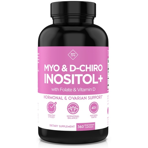 [BRSRAYIPB4GQIHQ3] Optify Myo-Inositol & D-Chiro Inositol Supplement for Women | 40:1 Ratio Plus Folate and Vitamin D | Support Healthy Hormonal Balance, Regular Cycles, & Ovarian Health (360 Count (Pack of 1))