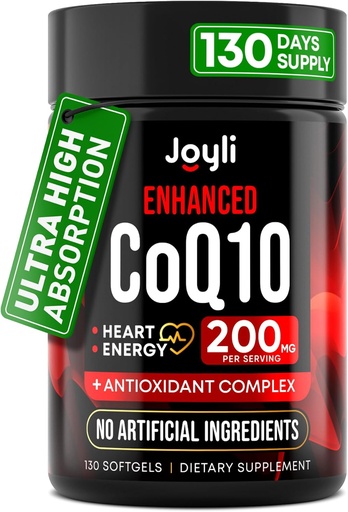 [BRSROBTRDEDQKET6] Alta Absorción CoQ10 200MG - Co Q10, 200mg Softgels para la salud cardíaca y la producción de energía - Enhanced Co Q 10 Suplemento con antioxidantes y aceite de linaza - CoQ10 200 mg por servicio