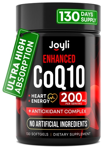[BRSROBTRDEDQKET6] High Absorption CoQ10 200MG - Co Q10, 200mg Softgels for Heart Health & Energy Production - Enhanced Co Q 10 Supplement with Antioxidants and Flaxseed Oil - CoQ10 200 mg Per Serving