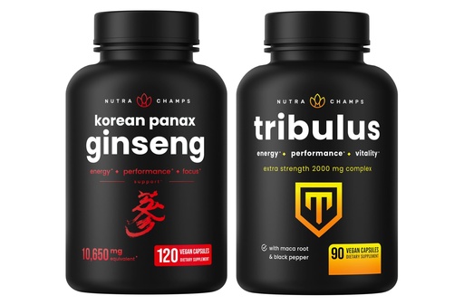 [BRSROHT4AAHQA23H] NutraChamps Korean Ginseng Capsules and Tribulus Capsules 2 Pack Bundle