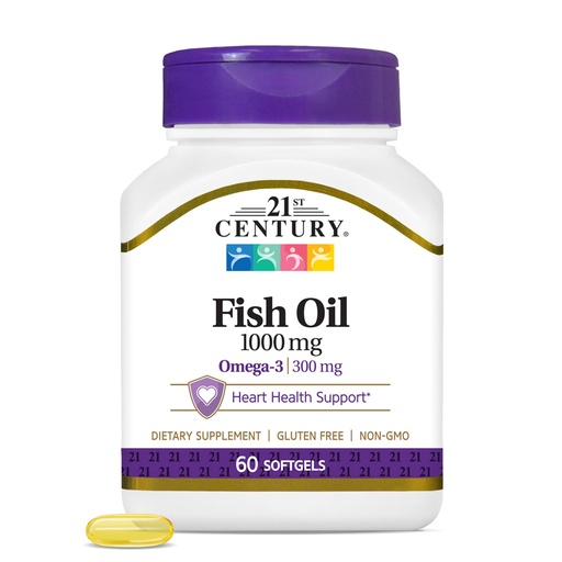 [BRSWIAATBEBWEH3I] 21st Century Fish Oil 1000 mg Softgels, 60 Count (Pack of 3)