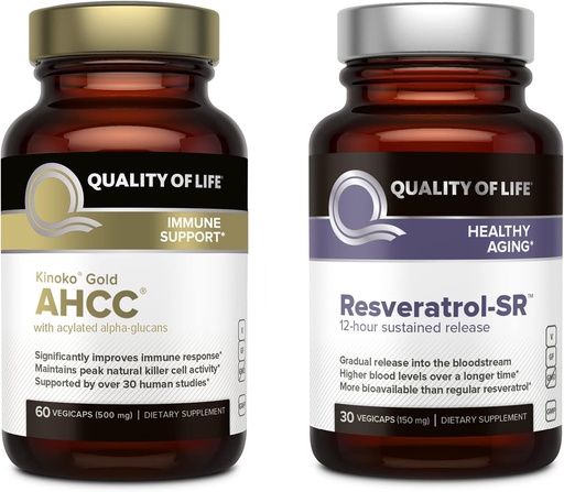 [BRSRMBT4O56AOGYU] 生活质量特征 Kinoko Gold AHCC 和 Resveratrol SR 持续释放公式 - Immune,健康老化包
