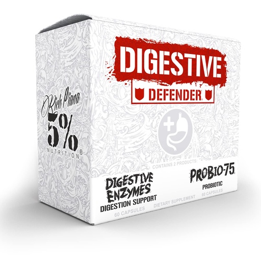 [BRSW2GANPJ5QOAIV] 5% Nutrition Rich Piana Digestive Defender 2-in-1 Box with Probio-75 | Probiotic + Prebiotic & Diges-Ten Digestive Enzyme Formula (30 Svgs)