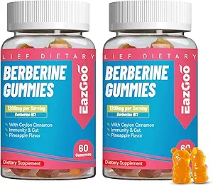 [BRSRAYAKOUMA23DD] 2 Pack Berberine Gummies -1200mg Berberine Supplement with Ceylon Cinnamon for Metabolism and Energy Support, Vegan Gelatin-Free-120 Count