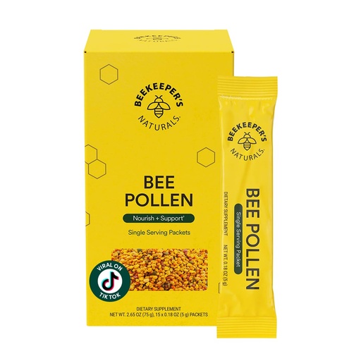 [BRSRAZT5BUAWCEIZ] Beekeeper's Naturals - 100% Raw Bee Pollen Stick Packs, Natural Preserved Enzymes, Source of Vitamin B, Minerals, Amino Acids & Protein - Paleo & Keto Friendly, Gluten Free (15ct)