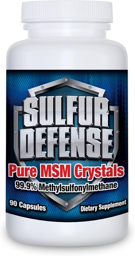 [BRSWKFALO4MACC34] Sulfur Defense Opti-MSM 99.9% Pure MSM Powder Capsules, Made in USA, Organic Methylsulfonylmethane, Non-GMO, Gluten-Free, Immune System Booster, Soothes Joint Pain, Younger Skin, Hair, Nails, 90 caps