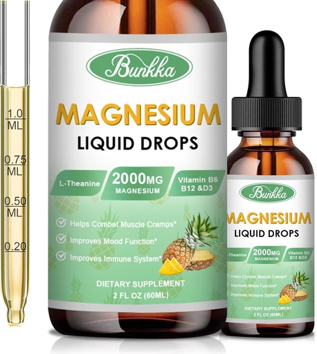 [BRSROELYC56QEDTU] Magnesium Glycinate Supplement, Magnesium Complex Liquid Drops with 500mg Magnesium Glycinate, Magnesium Citrate, Vitamin - 30 Day Supply