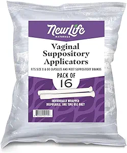[BRSWGAQYBUFAM2TG] NewLife Naturals Disposable Plastic Vaginal Suppository Applicators - Fits Most Boric Acid Suppositories, Pills, Tablets, and Size 0 and 00 Capsules - pH Balance and Feminine Health - Pack of 16